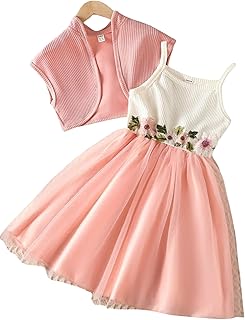 71lgC9hJAVL._AC_UL320_ Girls Floral Embroidered Top & Soft Tulle Skirt Set | Georgette A-Line Knee Length Outfit with Short Sleeves & Round Neck Dress Set for Festive & Cultural Occasions