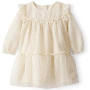 Carter's Baby Girl Sparkle Polka Dot Tulle Full Sleeve Dress | Elegant Party & Birthday Outfit