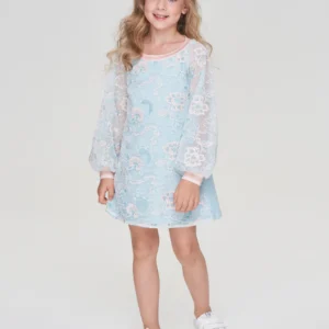 Choupette Mint & ecru lace dress